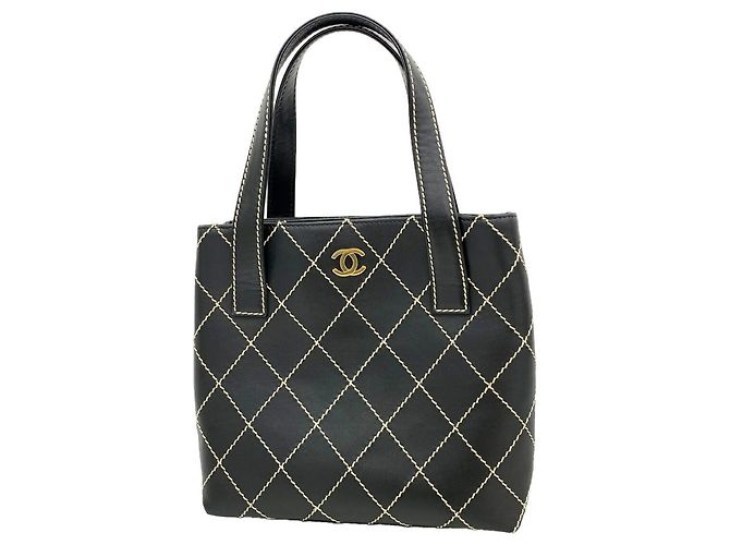 Sac cabas Chanel en cuir noir