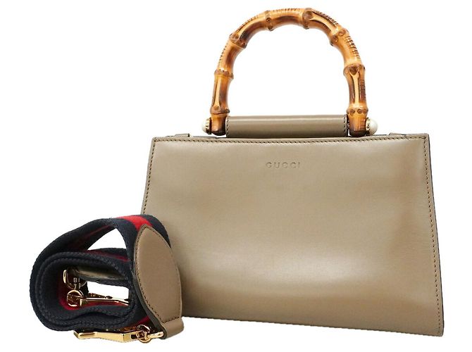 Bolsa de mão Gucci Bamboo em couro castanho