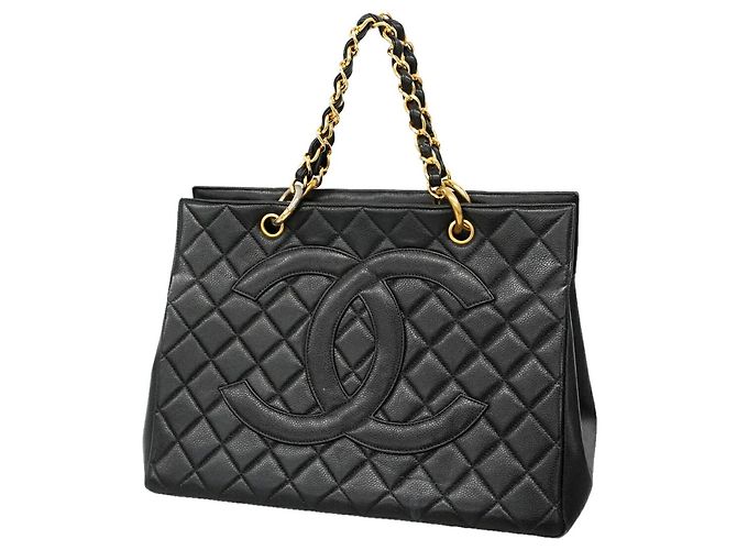 Saco Tote Chanel em couro de bezerro granulado preto