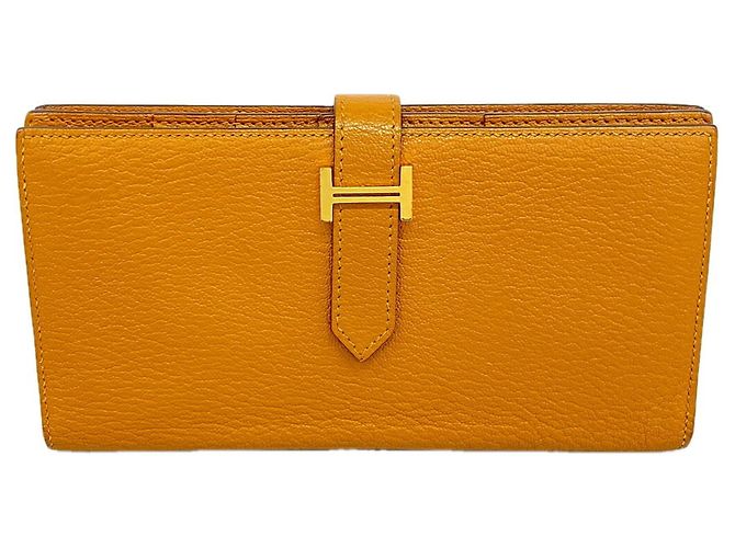 Hermès Cartera larga Hermes Bearn Soufflé Castaño