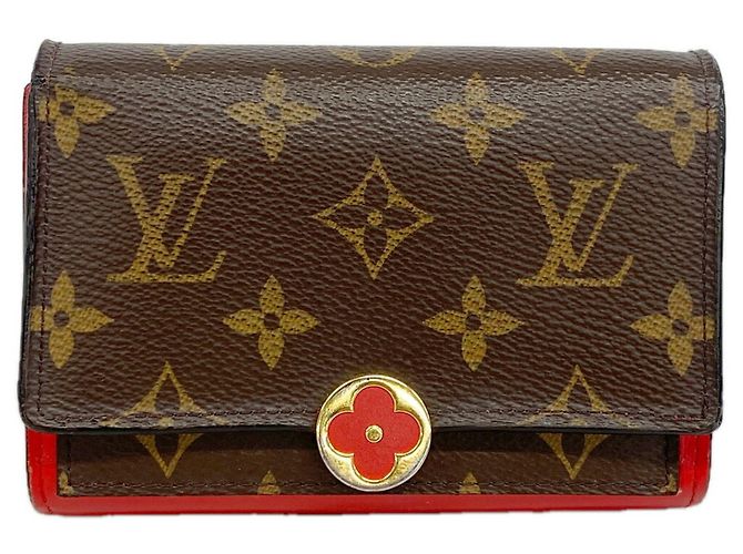 Louis Vuitton Monogram Portefeuille Flore Compact Wallet Rosso
