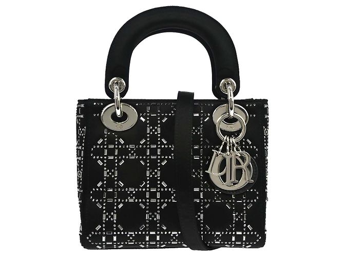 Christian Dior Lady Dior Raso Nero e Ricami di Perline