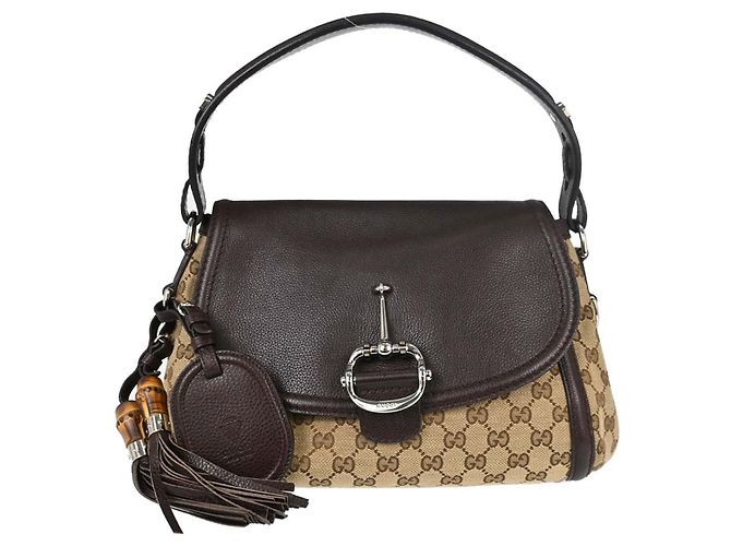 Gucci Techno Horsebit Flap Hobo Leather Medium Beige