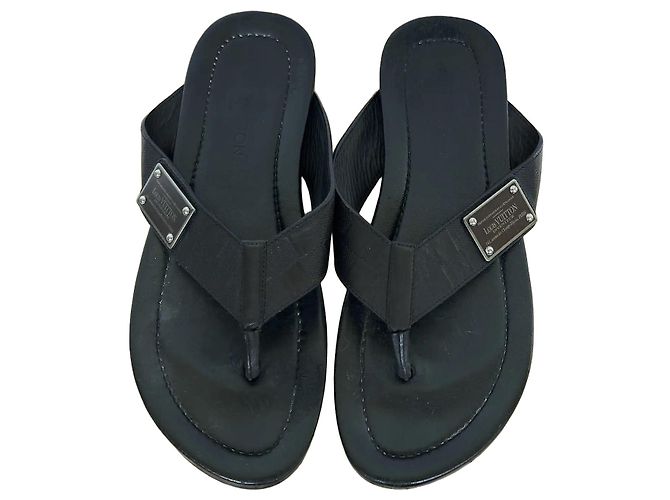 Louis Vuitton Sandali Thong in Pelle Nera Nero