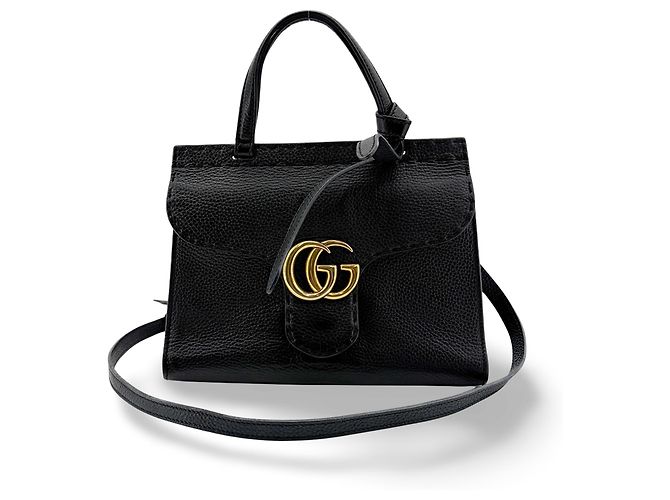 Gucci GG Marmont Top Handle Leather Small Schwarz