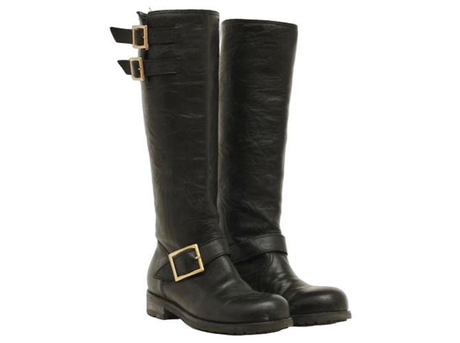 Jimmy Choo Wrinkled Yule - Botas de couro Preto