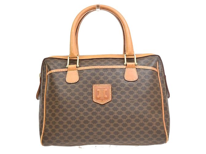 Céline Celine Boston Triomphe XL Coated Canvas Small Marrone