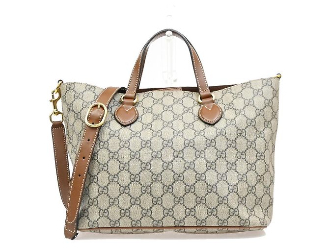 Gucci Convertible Soft GG Coated Canvas with Leather Medium Marrom