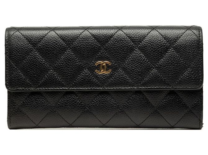 Portamonete Chanel in vitello granulato Nero