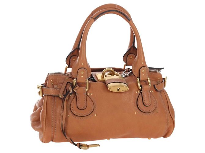 Chloé Borsa Chloe Paddington in pelle marrone oro argento Auth BA16075V D'oro
