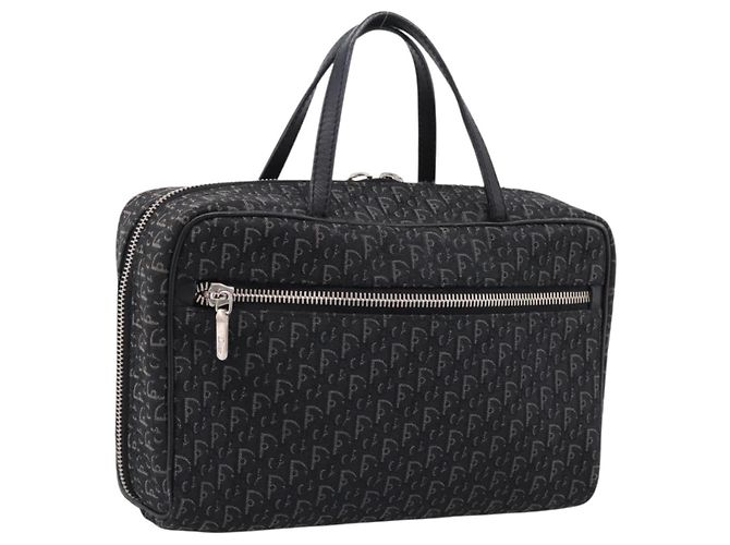 Borsa a mano Christian Dior Trotter Canvas Nero Argento Auth hk4206A