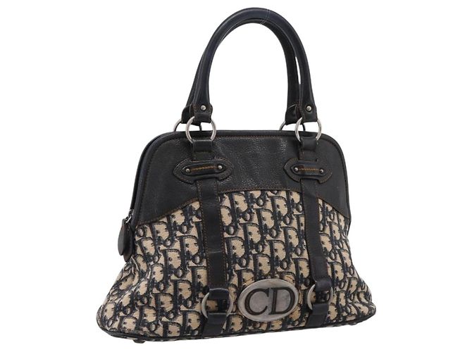 Borsa a mano Christian Dior Trotter Canvas Navy Silver Auth BA15752 Argento Blu navy