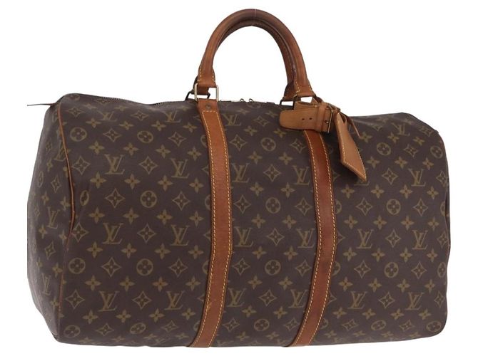 LOUIS VUITTON Monogram Keepall 50 Boston Bag M41426 LV Auth 204801A Monograma