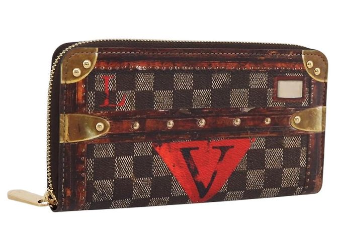 LOUIS VUITTON Damier Ebene Transformed Zippy Long Wallet M63490 LV Auth 206899M