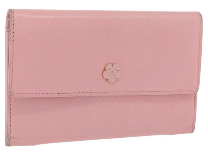Portefeuille CHANEL Cuir Rose Or CC Auth 206066 Doré