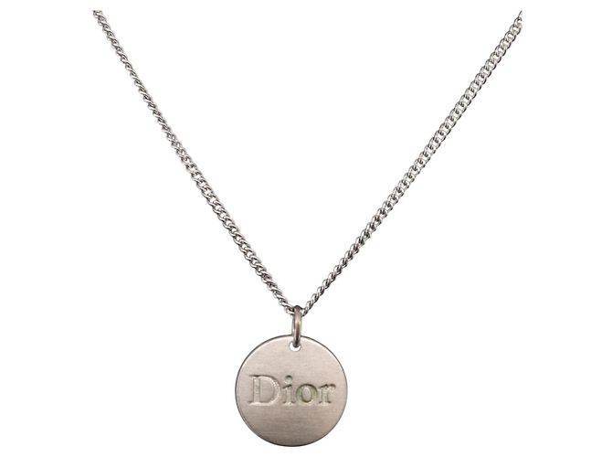 Christian Dior Halskette Metall Silber Auth 206834