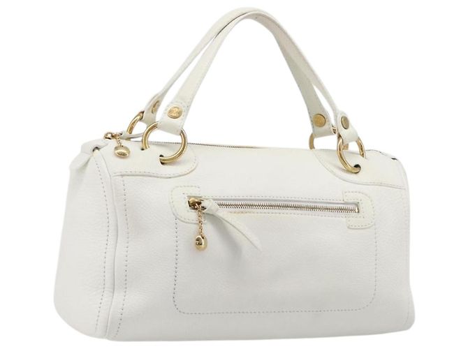 Céline CELINE Handtasche Leder Weiß Gold Auth 205212A Golden