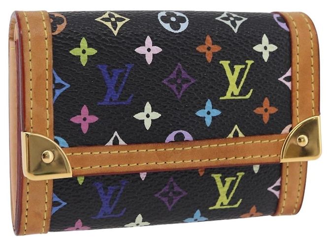 LOUIS VUITTON Monogram Multicolor Porte Monnaie Pla Black M92656 LV Auth 206901