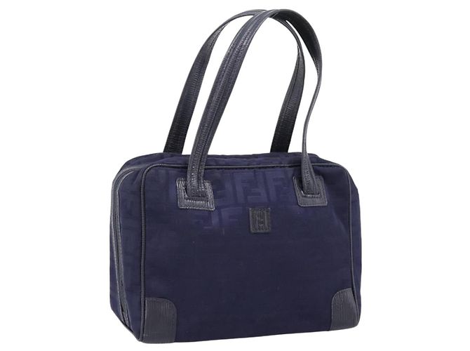 FENDI Zucca Canvas Handtasche Navy Gold Auth ep16548 Golden Marineblau