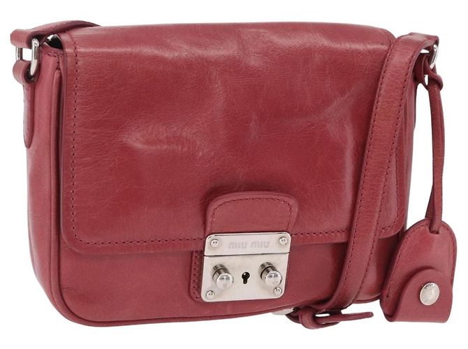 Bolsa de Ombro Miu Miu Couro Rosa Prata Auth BA16100A