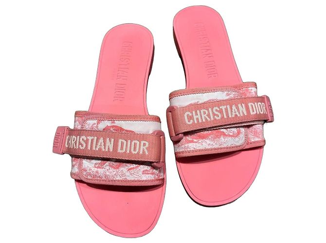 Christian Dior Ciabatte in gomma e tessuto rosa
