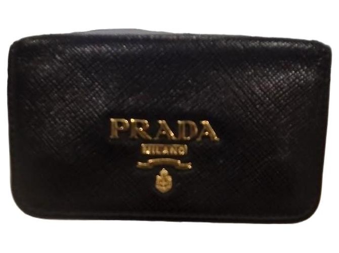 Prada Saffiano Leather Key Holder Black