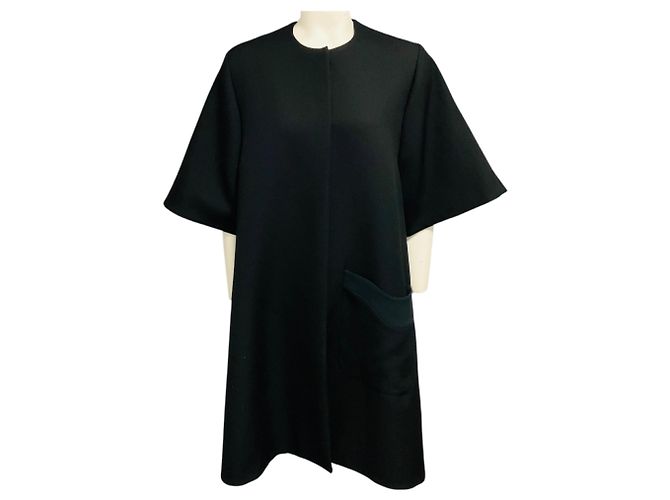 Roksanda Kurzärmliger Mantel aus Wolle und Mohair in Schwarz