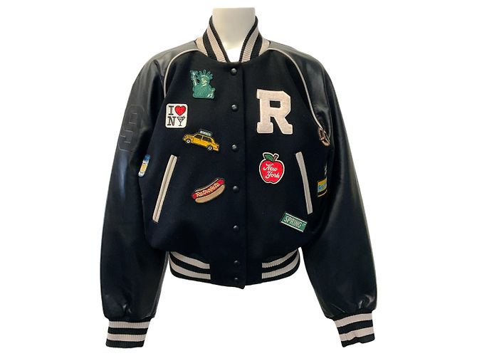 Retrofête New York Patch Varsity Jacket Black