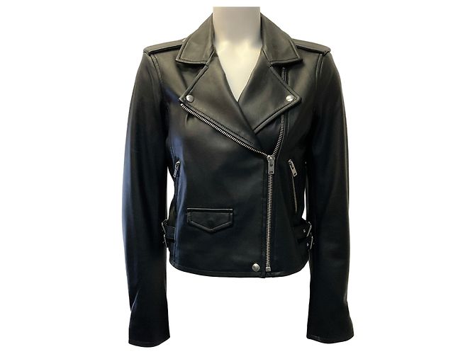 Giacca Moto in Pelle Nera Iro Nero
