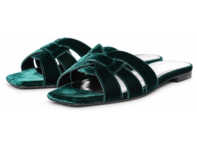 Autre Marque Saint Laurent, emerald green mule sandal in velvet