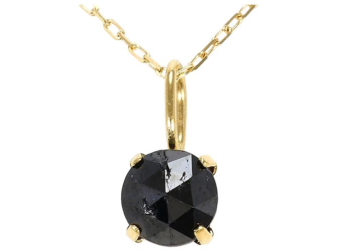 Autre Marque Collar de oro amarillo 18K con diamante negro Dorado