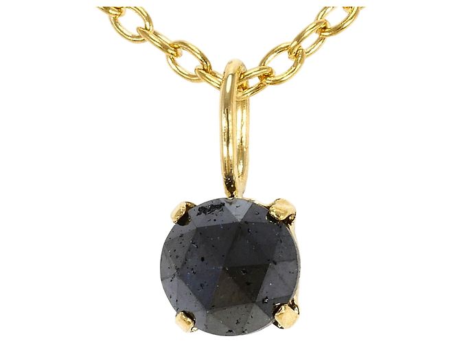 Autre Marque Collar de oro amarillo 18K con diamante negro Dorado