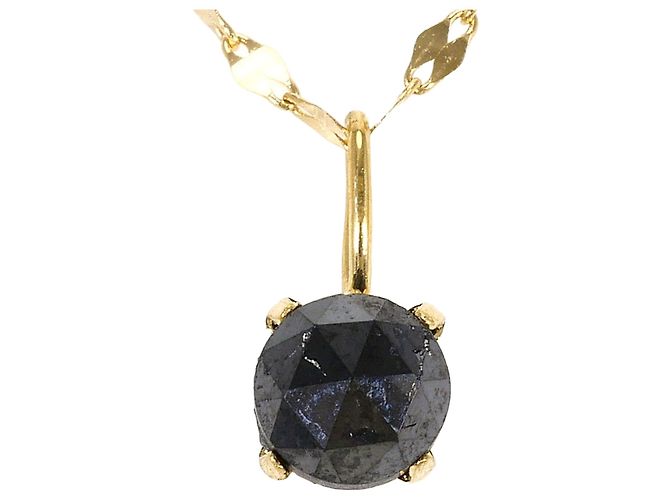 Autre Marque Collar de oro amarillo 18K con diamante negro Dorado