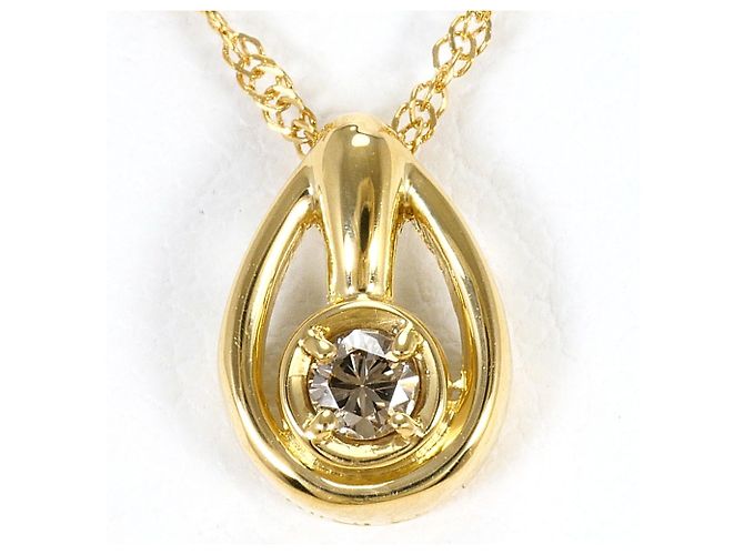 Autre Marque Collar de oro amarillo 18K con diamante marrón Castaño Dorado