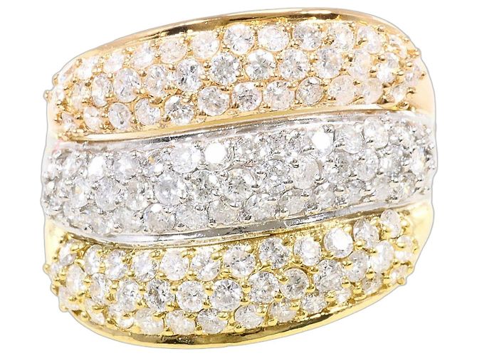 Autre Marque Anel aliança elegante em ouro 18K e platina com diamante Dourado