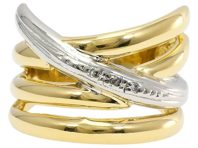 Autre Marque Diamant-Ehering aus Platin und Gelbgold Golden