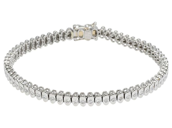Autre Marque Pulseira de berloques em platina e ouro branco com diamante Dourado