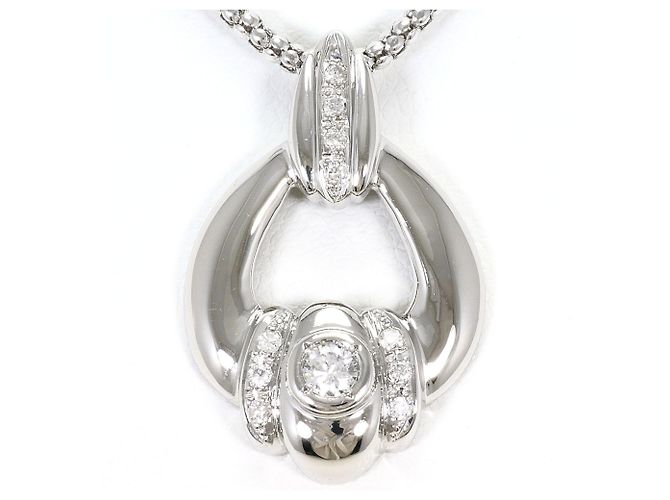 Autre Marque Platinhalskette mit Diamantanhänger
