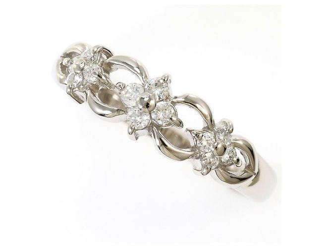 Autre Marque Anel aliança de platina com diamante
