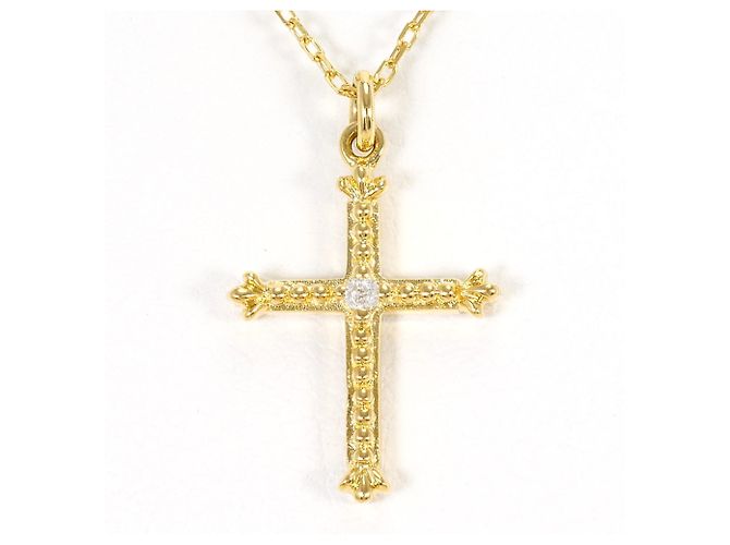 Autre Marque Collar de oro amarillo 18K con diamante Dorado