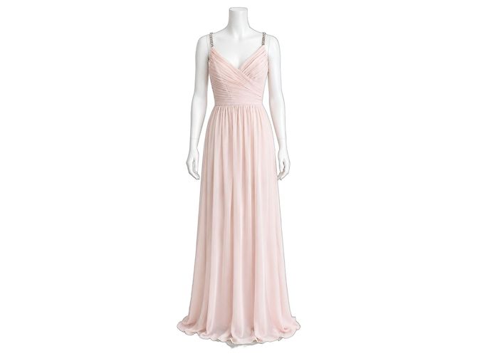 Jenny Packham Bridesmaids Lux Chiffon Maxi-Kleid mit Perlenträgern Pink