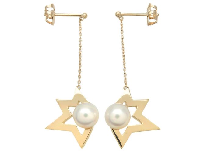 Brincos de pérolas TASAKI Comet Plus K18 K18YG Yellow Gold Dourado