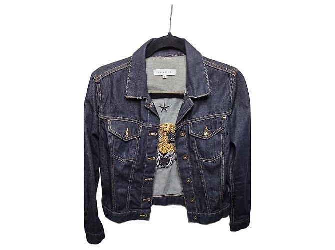 Giacca di jeans Sandro con ricamo tigre Blu Multicolore