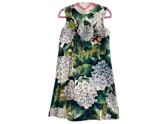 Dolce & Gabbana Mädchen Kleid mit Blumenprint Grün