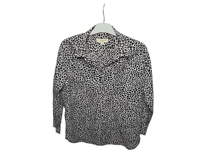Camicia Burberry stampa leopardata Marrone Nero Bianco Stampa leopardo