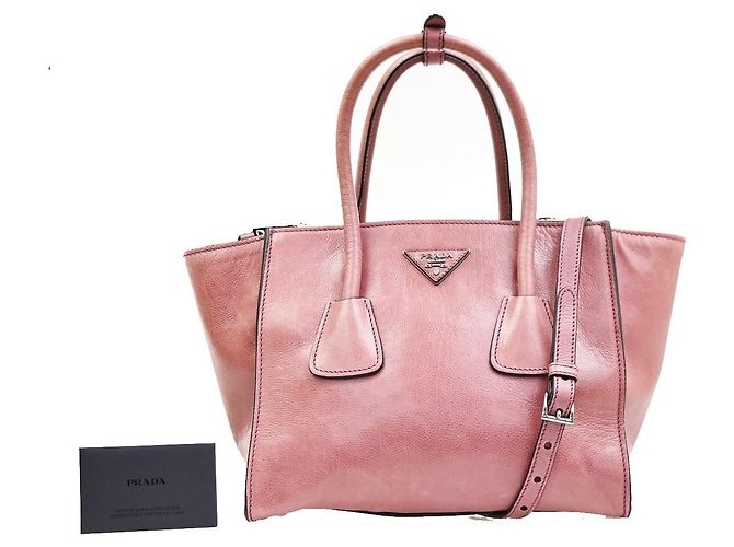 Prada Double Zip Lux Convertible Saffiano Leather XL Rose