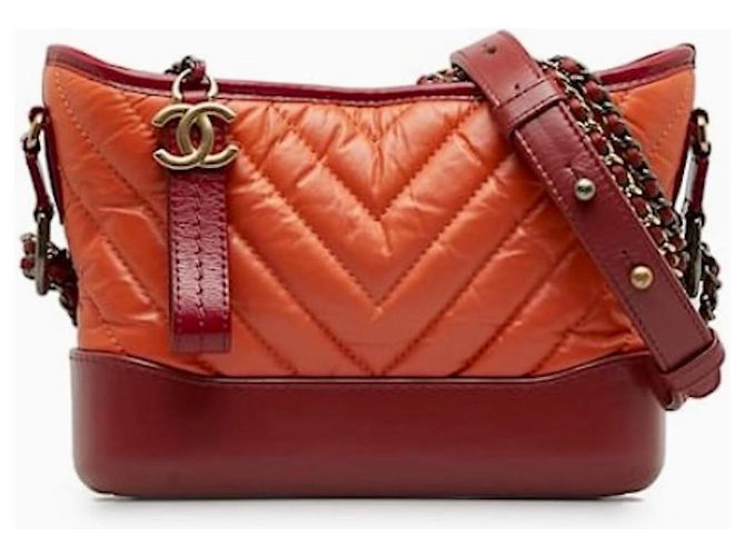 CHANEL Bolso Gabrielle piel de becerro naranja