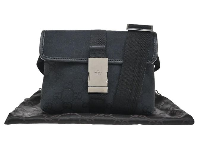 Cinto Gucci fivela GG Canvas e couro Small Preto