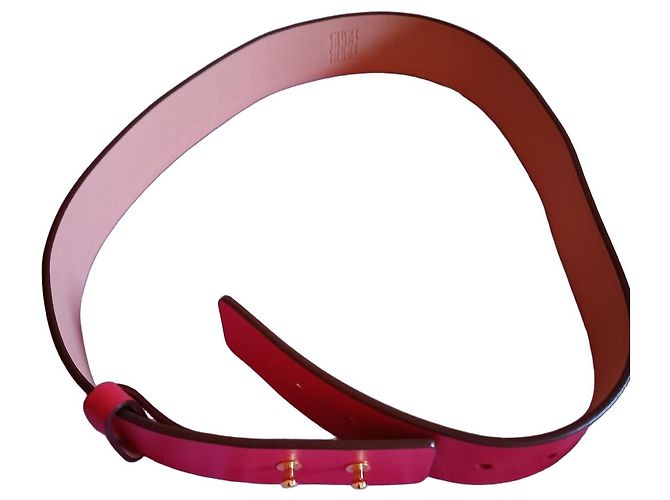 Carolina Herrera Red Leather Logo Belt