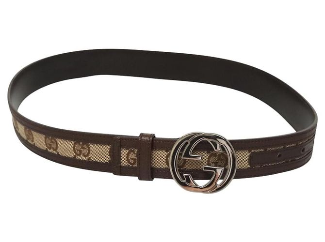 Gucci Interlocking G Gürtel GG Canvas Wide Beige